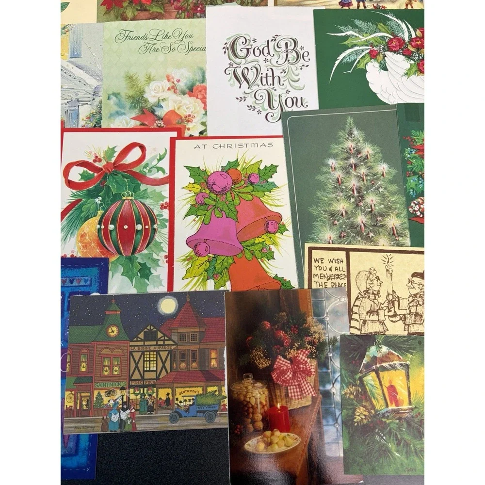 Vintage Christmas Cards Fronts ONLY Traditional Scrapbooking Decoupage Lot 50+